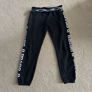 PINK Victoria's Secret Women’s Black Sweatpants with Logo XS